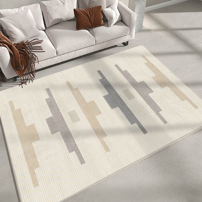 Modern Khaki Tone Area Rug Washable Polyester Rug Living Room Stain Resistant Area Carpet