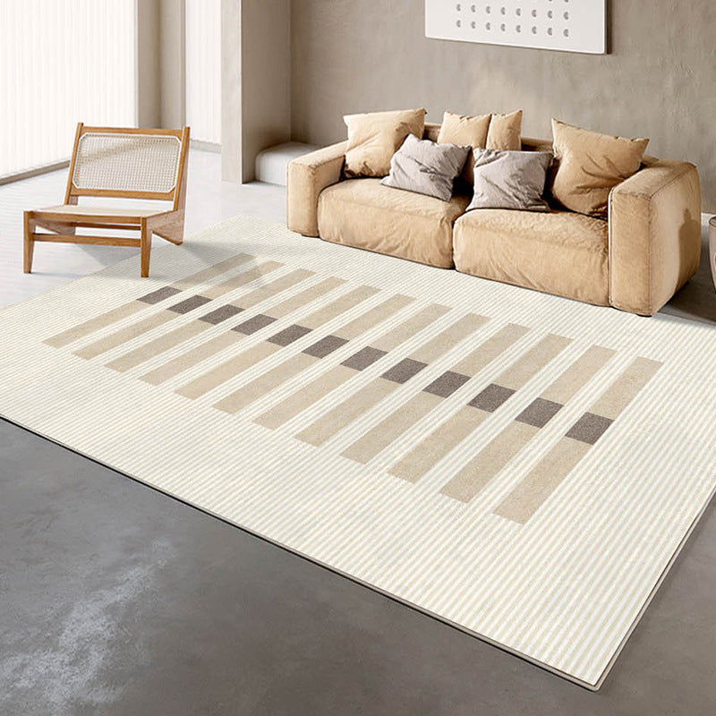 Modern Khaki Tone Area Rug Washable Polyester Rug Living Room Stain Resistant Area Carpet