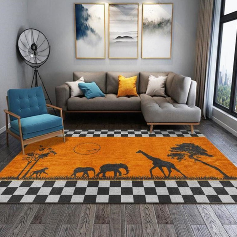 Prachtig polyester tapijt Moderne oranje Tape woonkamer vloerkleed met niet-slipachter