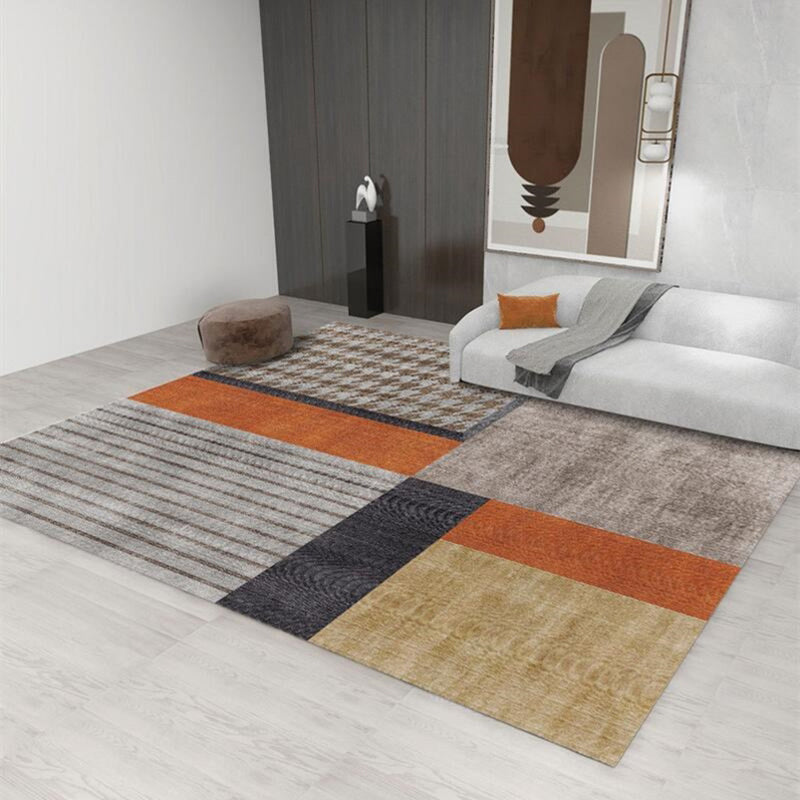 Gorgeous Polyester Carpet Modern Orange Tone Rug Living Room Area Rug with Non-Slip Backing