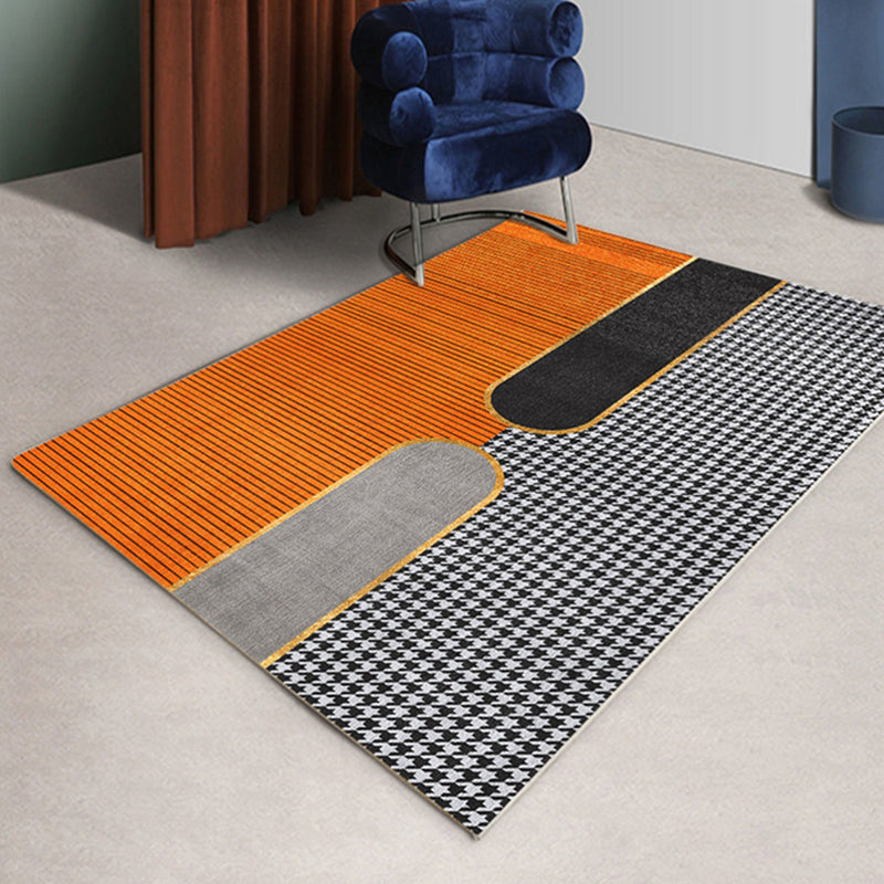 Gorgeous Polyester Carpet Modern Orange Tone Rug Living Room Area Rug with Non-Slip Backing