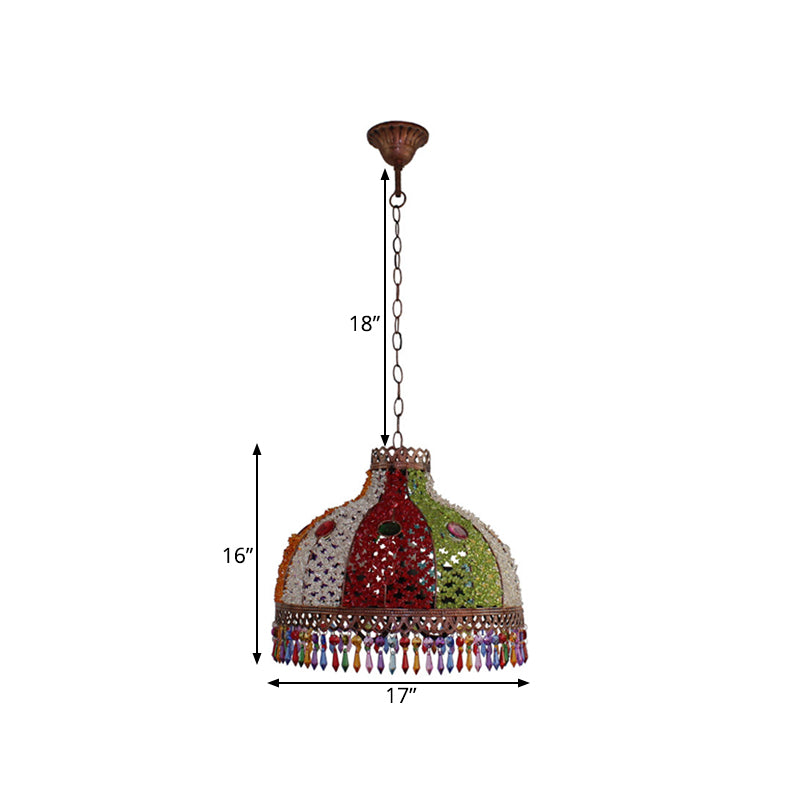 Decorative Bowl Pendant Chandelier 3/6 Bulbs Metal Down Lighting in Orange/Green/Taupe, 14.5"/17"/23.5" Width