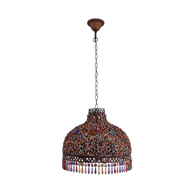 Decorative Bowl Pendant Chandelier 3/6 Bulbs Metal Down Lighting in Orange/Green/Taupe, 14.5"/17"/23.5" Width