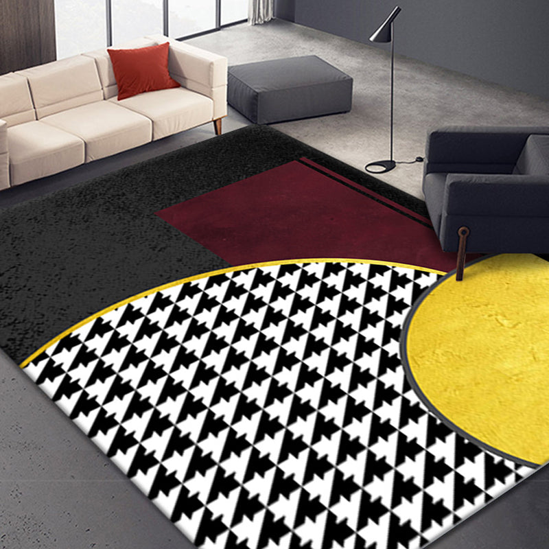 Goud eenvoudige vloerkleed Polyester Geometrisch Tapijt Non-Slip Backing Rug voor woonkamer