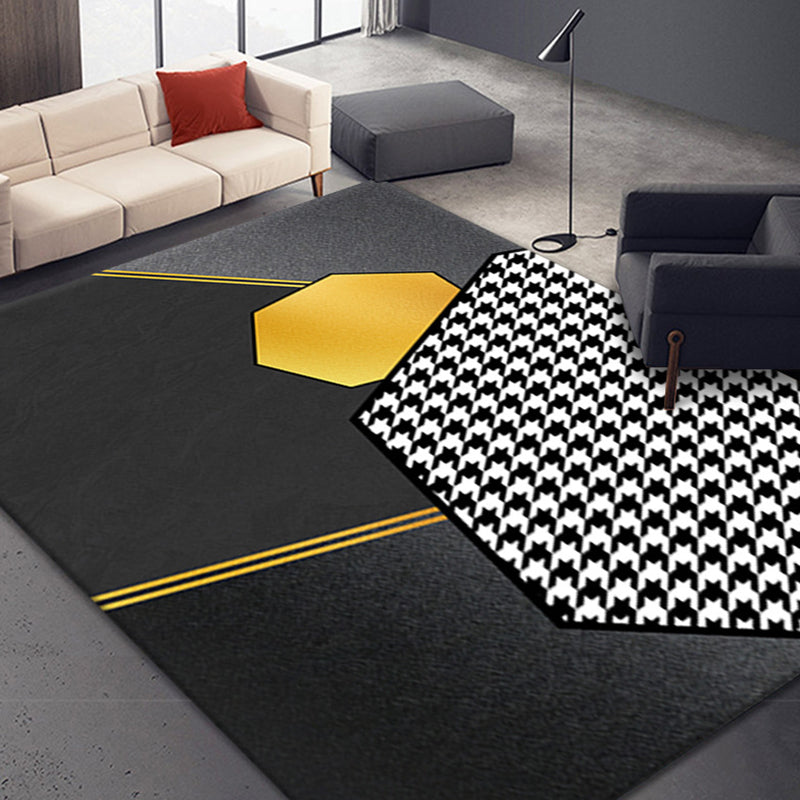 Goud eenvoudige vloerkleed Polyester Geometrisch Tapijt Non-Slip Backing Rug voor woonkamer
