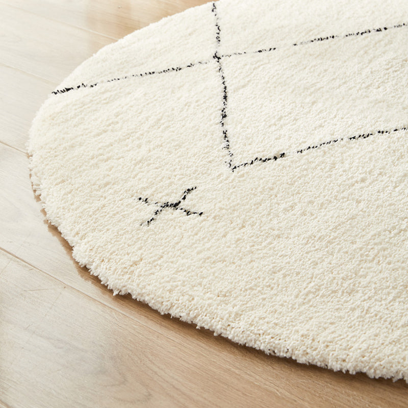 Beige Modern Rug Polyester Line Rug Non-Slip Backing Rug for Home Decor