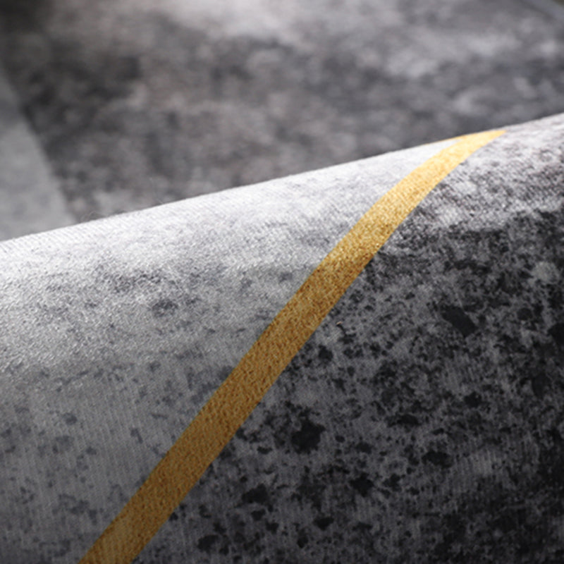 Modern Geometric Print Carpet Grey Polyester Area Rug Anti-Slip Backing Rug for Home Decor