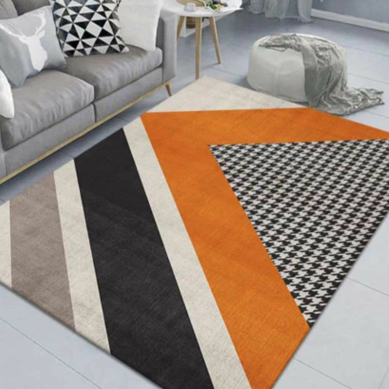 Modern Area Rug Bold Houndstooth Pattern Rug Polyester Stain Resistant Area Rug for Living Room