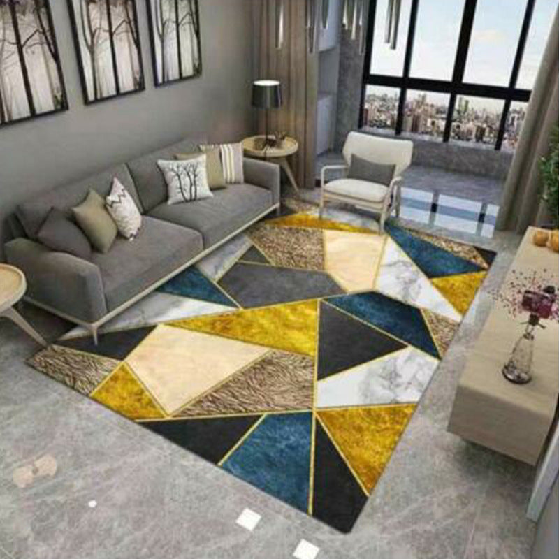 Modern Area Rug Bold Houndstooth Pattern Rug Polyester Stain Resistant Area Rug for Living Room