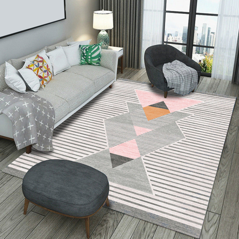 Minimalist Rug Modern Abstract Pattern Rug Polyester Stain Resistant Area Carpet for Living Room