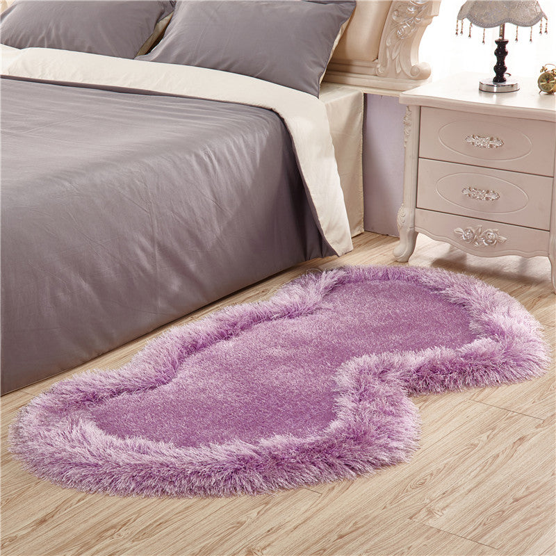Stylish Plush Area Carpet Solid Color Polyester Area Rug Easy Care Rug for Bedroom