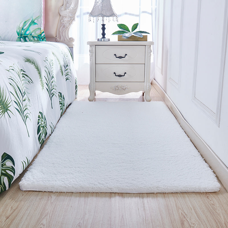 Casual Solid Rug Polyester Indoor Carpet Non-Slip Backing Shag Area Carpet for Living Room