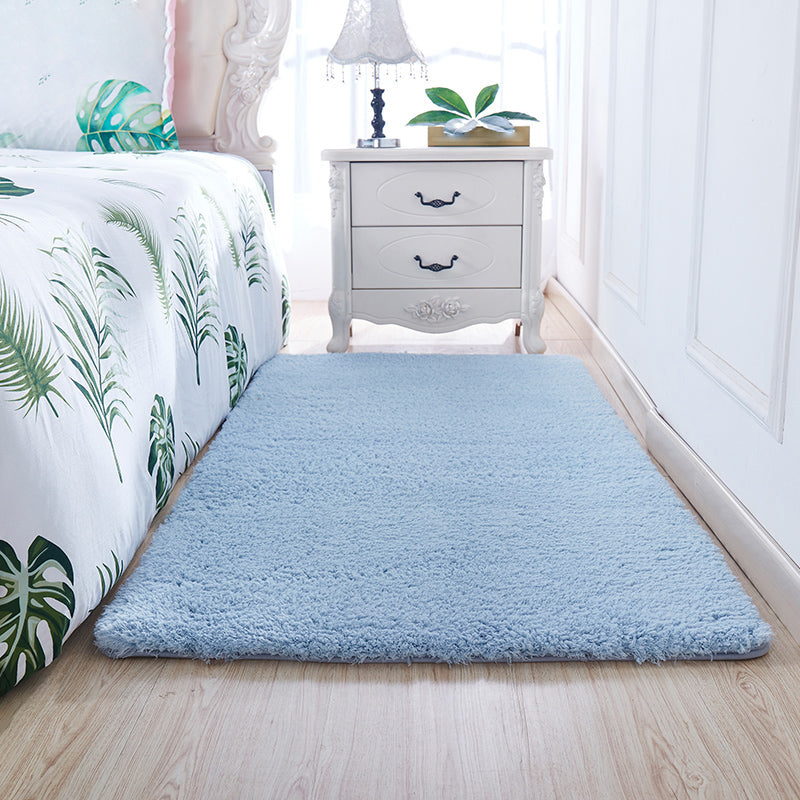 Casual Solid Rug Polyester Indoor Carpet Non-Slip Backing Shag Area Carpet for Living Room