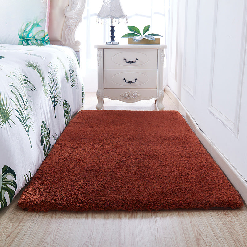 Casual Solid Rug Polyester Indoor Carpet Non-Slip Backing Shag Area Carpet for Living Room