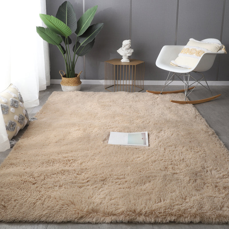 Simplicity Solid Rug Polyester Indoor Carpet Non-Slip Backing Shag Area Carpet for Living Room