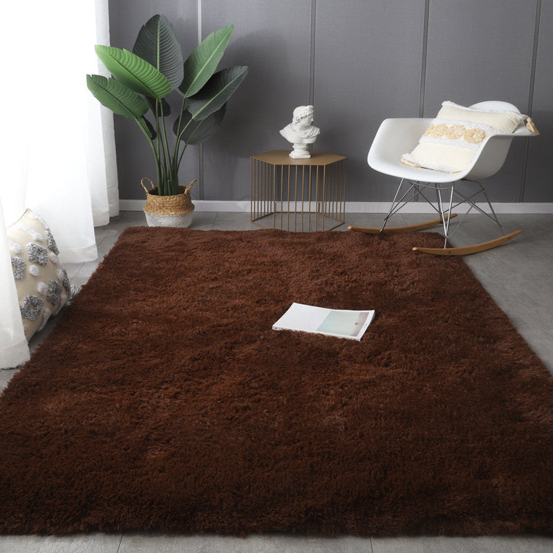 Simplicity Solid Rug Polyester Indoor Carpet Non-Slip Backing Shag Area Carpet for Living Room