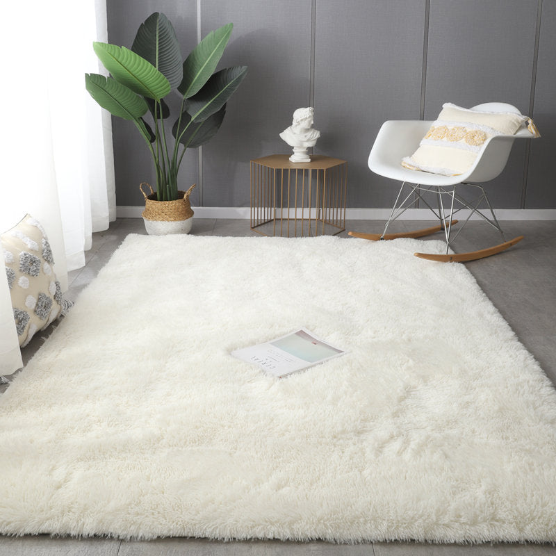 Simplicity Solid Rug Polyester Indoor Carpet Non-Slip Backing Shag Area Carpet for Living Room