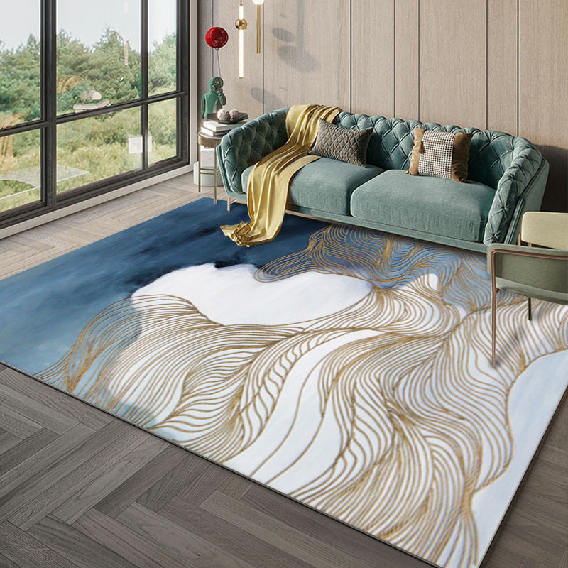 Novelty Area Carpet Stylish Gilt Design Polyester Rug Washable Stain Resistant Area Carpet