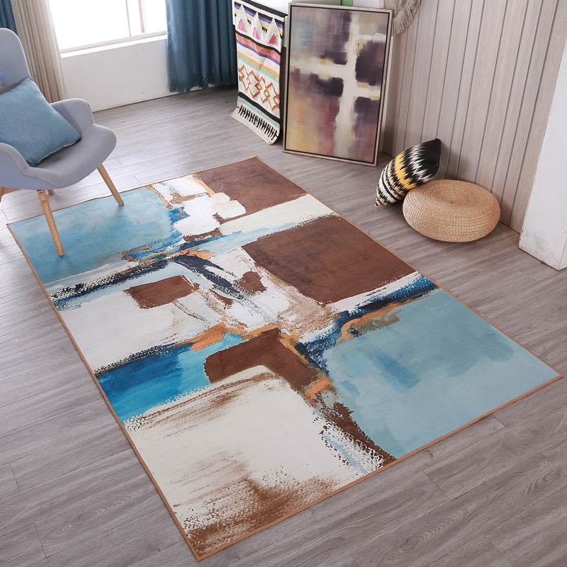 Stylish Area Carpet Modern Abstract Print Carpet Washable Polyester Rug with Non-Slip Backing