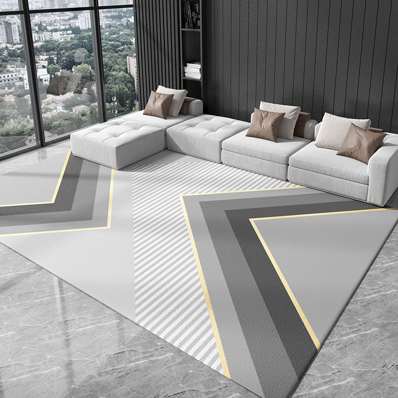 Modern Living Room Area Carpet Grey Polyester Area Rug Stain Resistant Rug for Home Decor