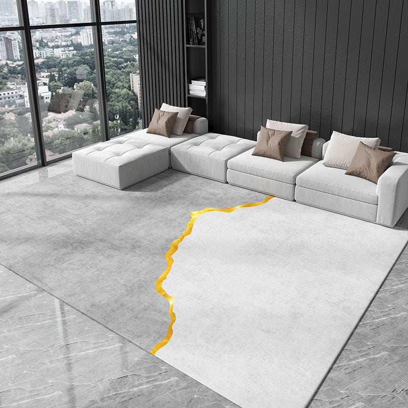 Modern Living Room Area Carpet Grey Polyester Area Rug Stain Resistant Rug for Home Decor