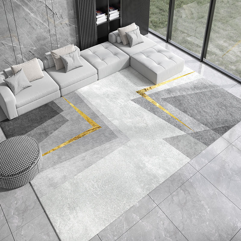 Moderne woonkamer Tapijt Grijs Polyester Gebied Rug vlekbestendig vloerkleed voor thuisdecoratie