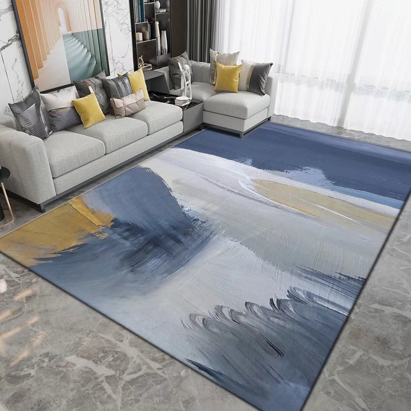 Simplicity Area Carpet Trendy Polyester Abstract Pattern Indoor Rug Non-Slip Rug for Living Room