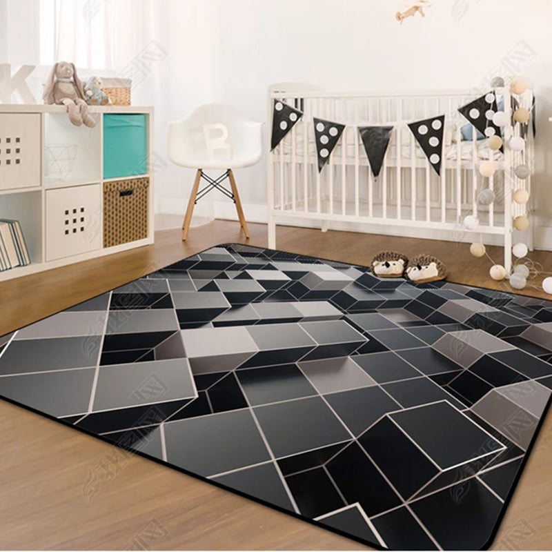 Gray Modern Rug Blending Line Indoor Rug Non-Slip Backing Rug for Home Decoration