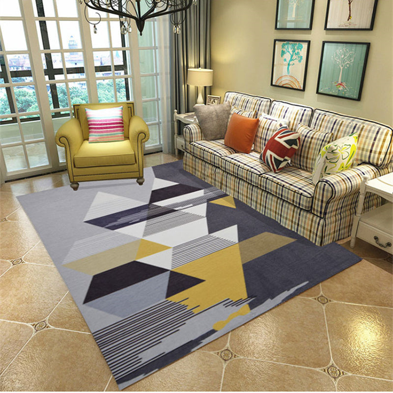 Gray Modern Rug Blending Line Indoor Rug Non-Slip Backing Rug for Home Decoration