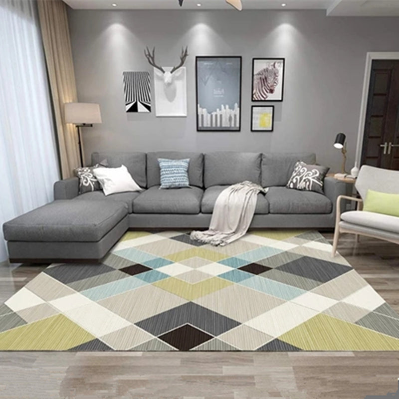 Gray Modern Rug Blending Line Indoor Rug Non-Slip Backing Rug for Home Decoration