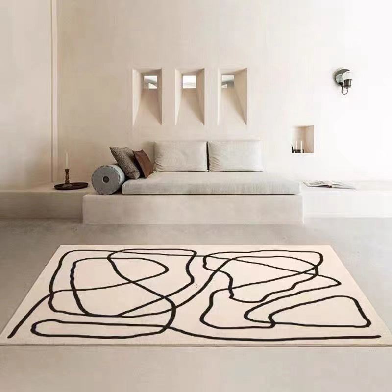 Wit abstract patroon tapijt modern polyester gebied tapijt niet-slip achterste tapijt voor woningdecoratie