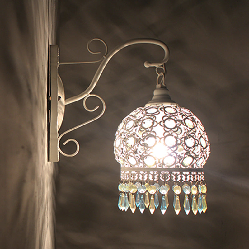 Traditional Dome Wall Sconce Lamp 1 Bulb Metal Wall Mount Light in White/Pink/Orange for Living Room