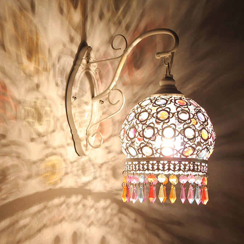 Traditional Dome Wall Sconce Lamp 1 Bulb Metal Wall Mount Light in White/Pink/Orange for Living Room