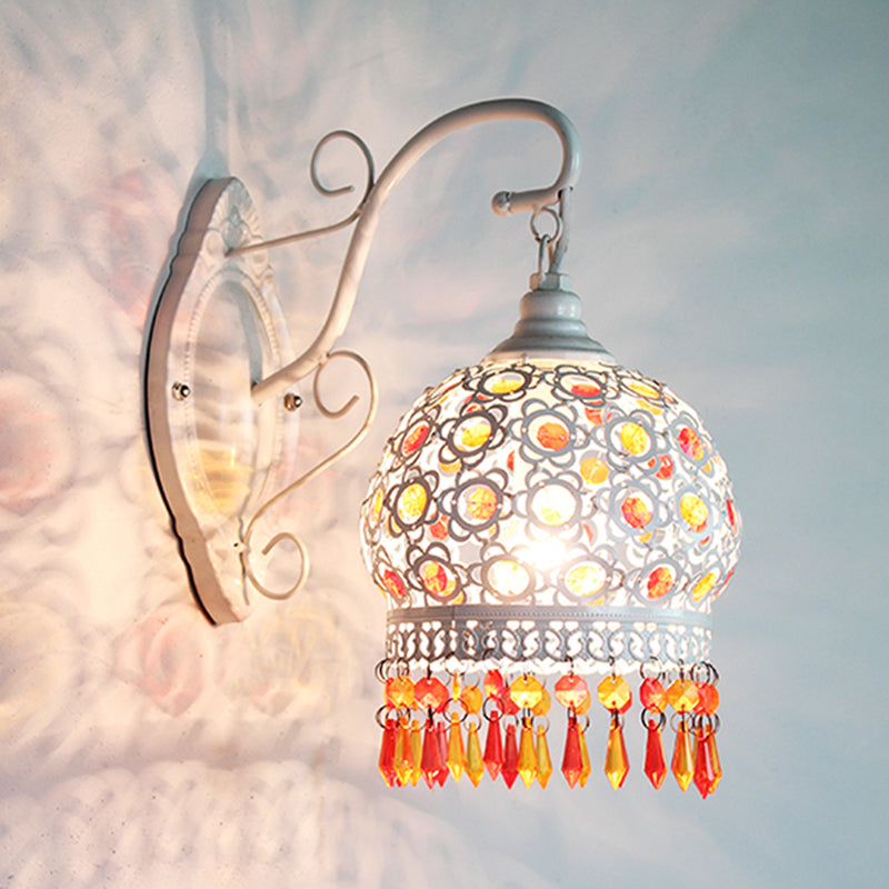 Traditional Dome Wall Sconce Lamp 1 Bulb Metal Wall Mount Light in White/Pink/Orange for Living Room