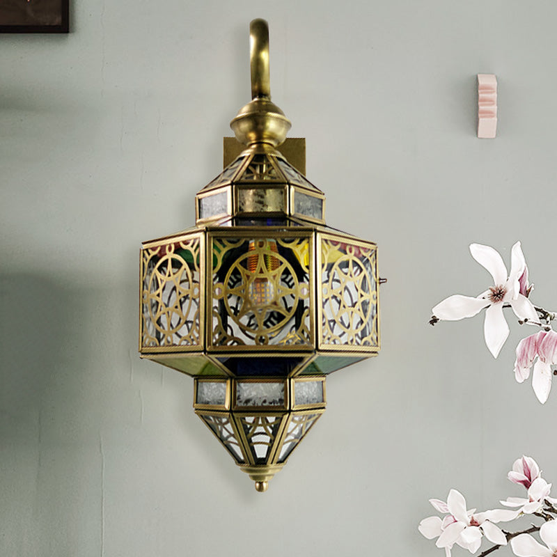 Metal Brass Sconce Light Fixture Hollow Out 1-Bulb Arab Wall Mounted Lamp for Restaurant
