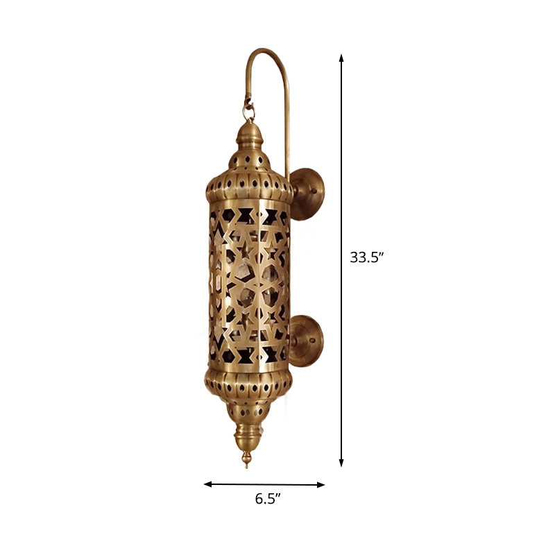 Arabische ausgehöhlte Wandleuchte, 1 Kopf, metallische Wandleuchte aus Messing mit Zylinderdesign
