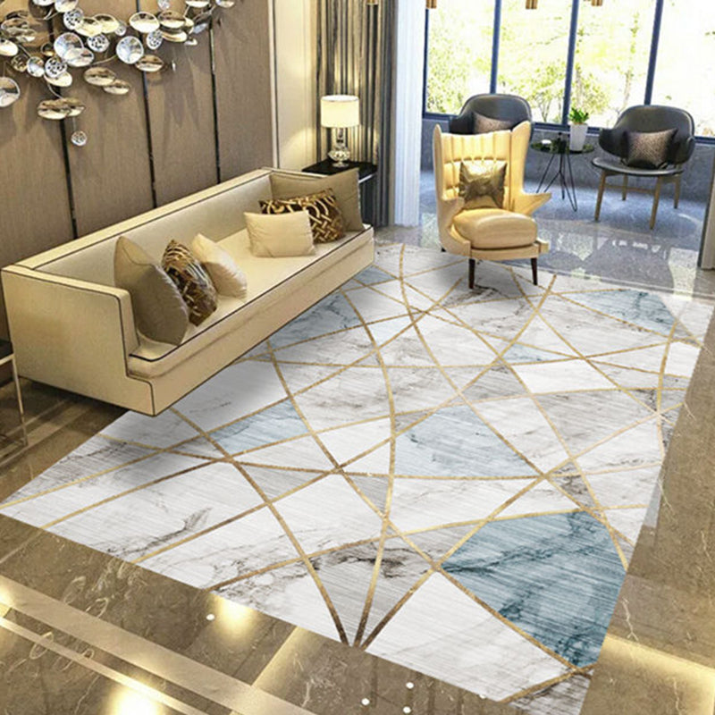 Light Gray Modern Area Rug Polyester Geometric Patterns Rug Washable Rug for Home Decor