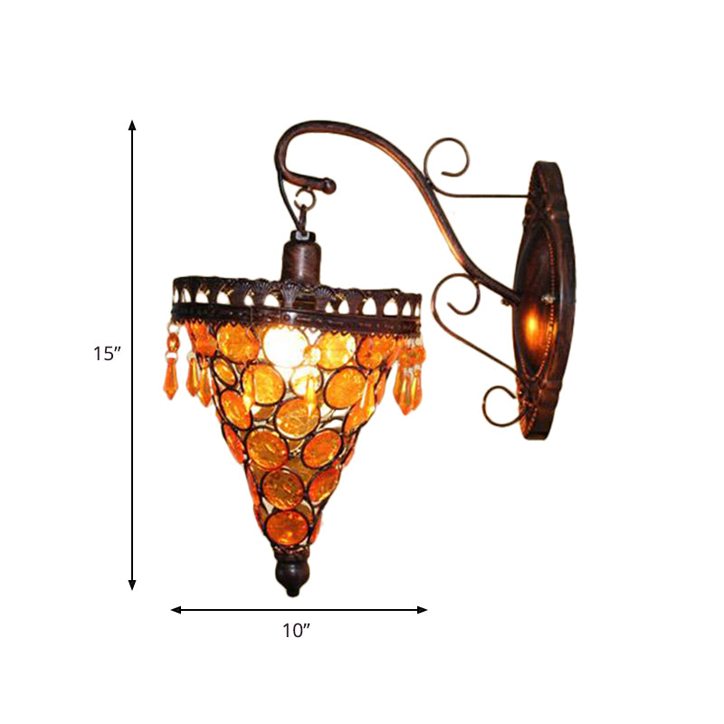 Cone Metal Wall Lampe Sconce Art Deco 1 Head Living Room Wall Lightture en orange / bleu / violet avec accent en verre