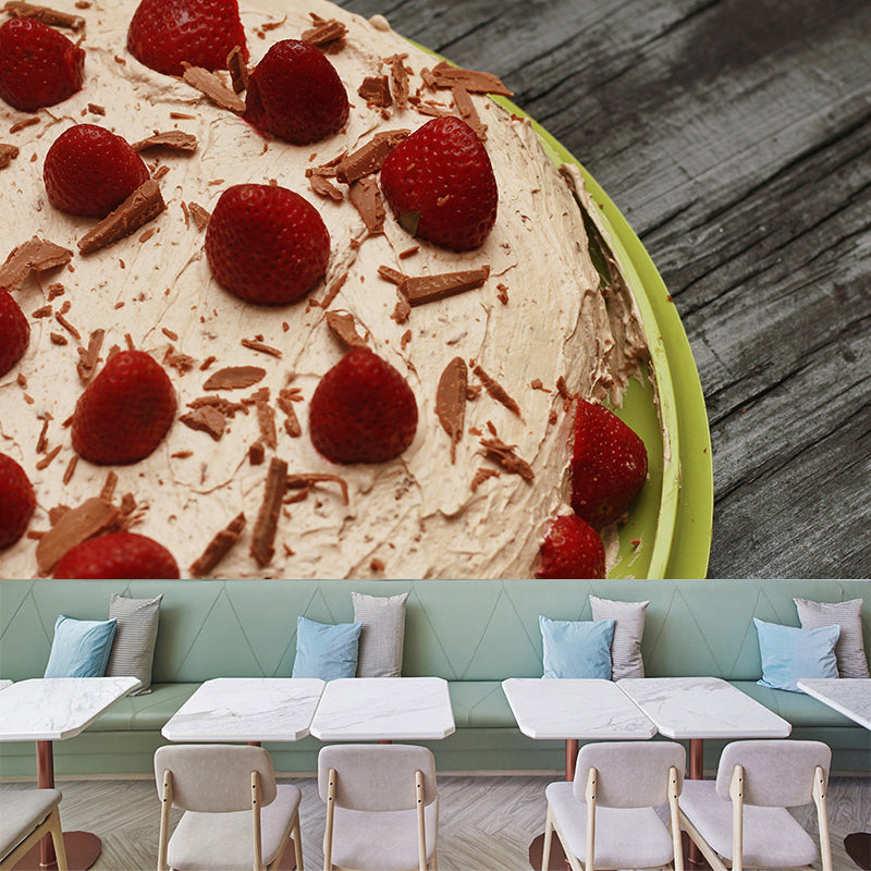 Strawberry Cake Mural Wallpaper for Commercial Cake Shop, Personalized Size