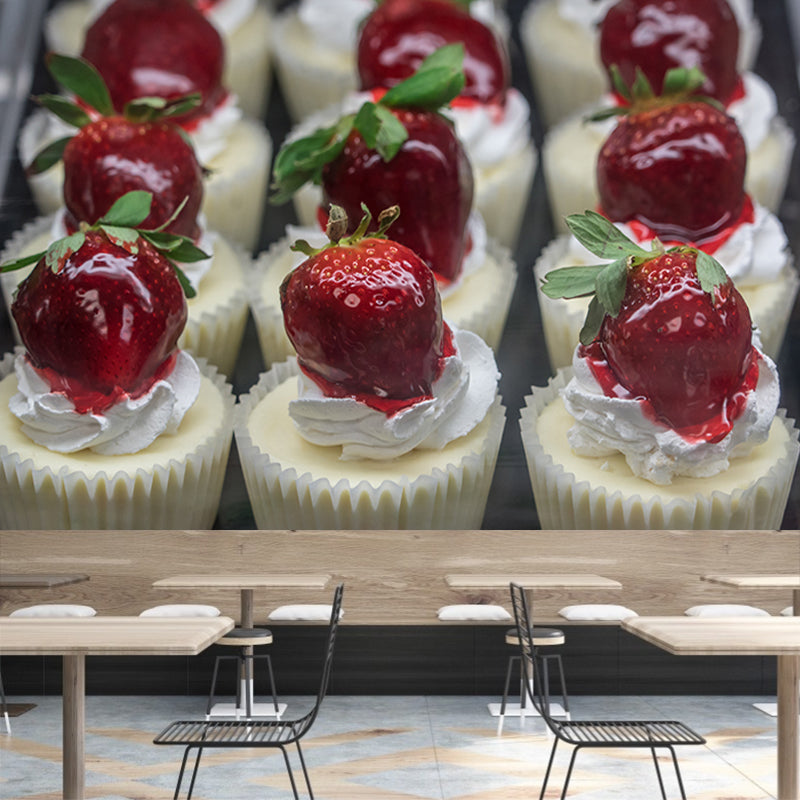 Strawberry Cake Mural Wallpaper for Commercial Cake Shop, Personalized Size