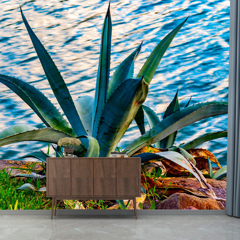 Green Aloe Vera Plant Wall Covering for Home Decoration, Moisture Resistant