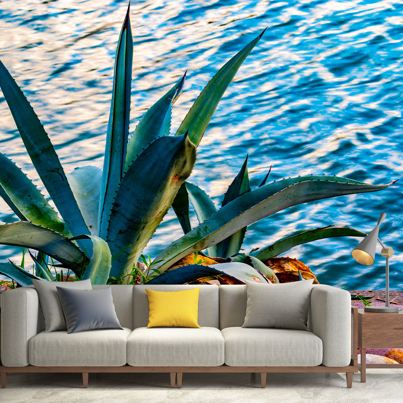 Green Aloe Vera Plant Wall Covering for Home Decoration, Moisture Resistant