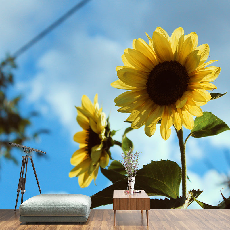 Yellow Sunflower Moisture Resistant Wall Decor for Living Room, Made to Measure