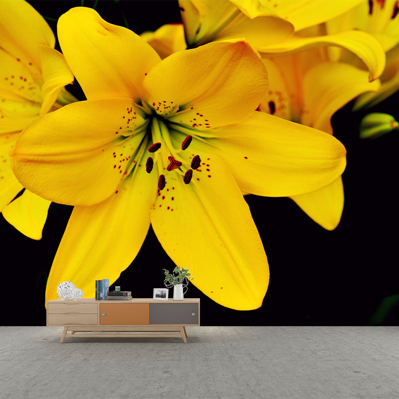 Blooming Lily Mural Moisture Resistant Wallpaper Wall Decor for House Interior