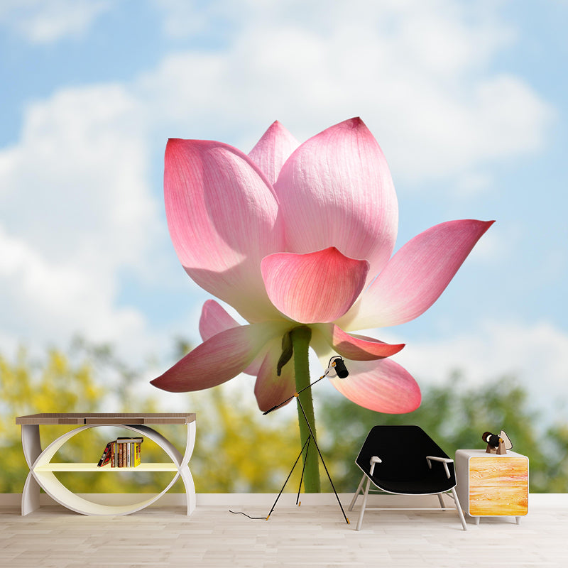 Blooming Lotus Mural Moisture Resistant Wallpaper Wall Decor for House Interior