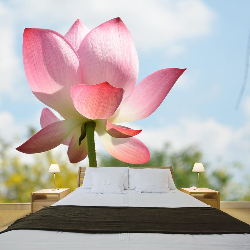 Blooming Lotus Mural Moisture Resistant Wallpaper Wall Decor for House Interior