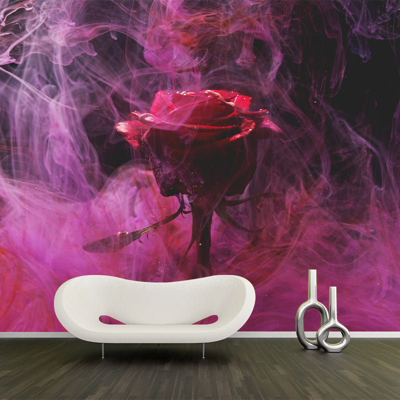 Blooming Rose Mural Moisture Resistant Wallpaper Wall Decor for House Interior