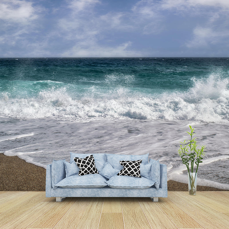 Modern Seascape Mural Wallpaper Mildew Resistant for Reading Room Decor