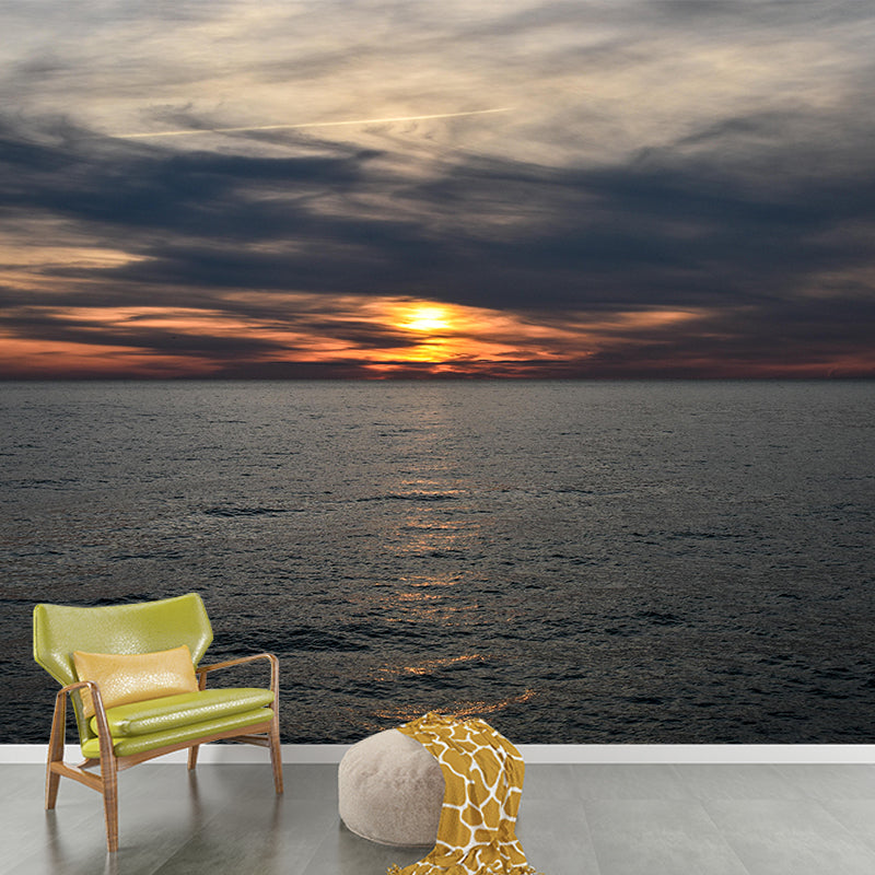 Beautiful Seascape Mural Horizontal Photography Mildew Resistant for Bathroom