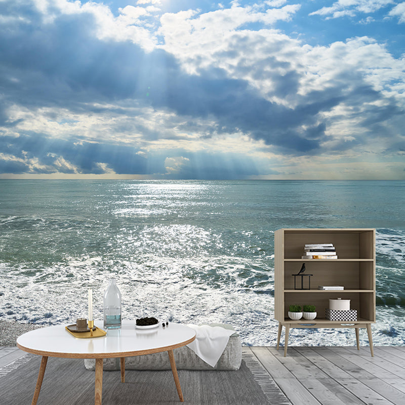 Beautiful Seascape Mural Horizontal Photography Eco-friendly for Bathroom Floor